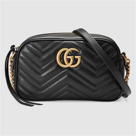 black leather gucci shoulder bag long strap|gucci marmont shoulder bag.